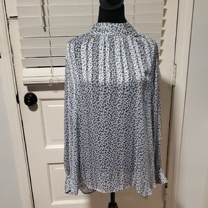 H&M Blue and White Long Sleeve Floral Blouse